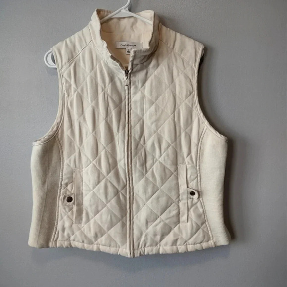 croft & barrow Jackets & Blazers - Croft & Barrow Off White Quilted Vest Women's Size Large Grannycore